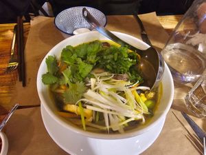 Pho with tofu at Thang Long Vietnamese Restaurant in Athens