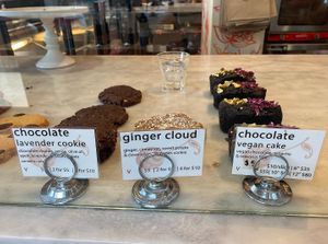 Some vegan sweets at  their bakery upstairs   at Pondicheri in Houston