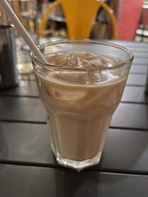 Iced almond milk masala chai   at Pondicheri in Houston