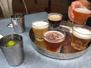 Flights of Beer & Good Mix of Drink Options. Not all vegan friendly though so ask! at Pondicheri in Houston