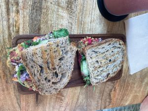 Beetroot hummus toastt  at PLANT SHACK - Palma City in Mallorca