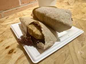 The pita wrap was served with a nice hot chocolate !  at 日Rise in Macau