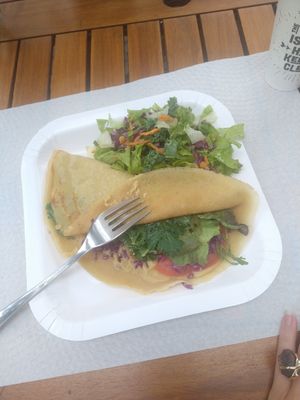 Vegan crepes, sooooo goood at Amuni Green Bar in Santa Cruz De Graciosa