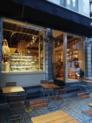 The entrance and the outdoor terrace #Veganuary at Le Pain Quotidien in Liege