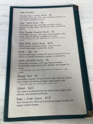 New separate vegan menu  at Twisted Root in Eagle