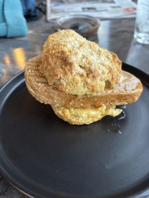 Maple chicken biscuit   at Twisted Root in Eagle