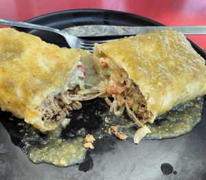 Breakfast burrito chimichanga style   at Twisted Root in Eagle