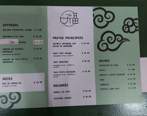 Vegan side of the menu at Koufu in Sao Paulo