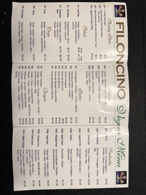 Vegan lunch/dinner menu   at Filoncino Cafe  in Red Bank
