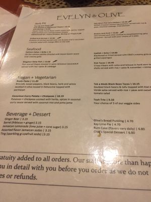 Half of the menu. They have several vegan options! at Evelyn and Olive - Delivery only in Memphis