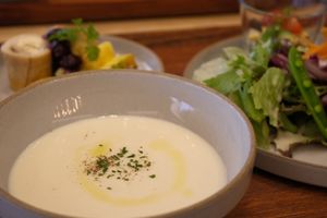 Cold Potato Potage Soup (Western-style vegan breakfast) at Hotel Mazarium in Morioka