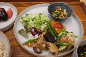 Veggie plate (Japanese-style vegan breakfast) at Hotel Mazarium in Morioka