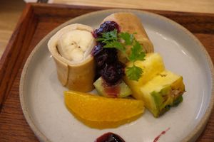 Crepe and fruit (Western-style vegan breakfast) at Hotel Mazarium in Morioka