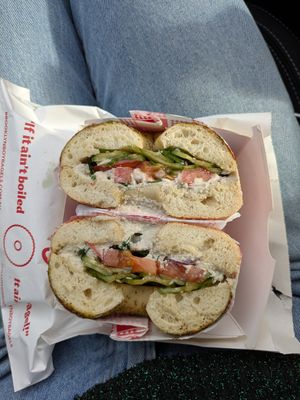 Vegan bagel at Brooklyn Boy Bagels in Marrickville