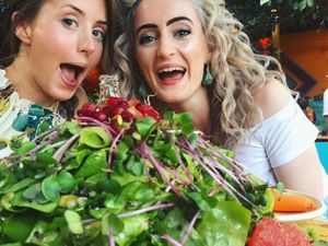 huge  salads at Tranquilo in Santorini