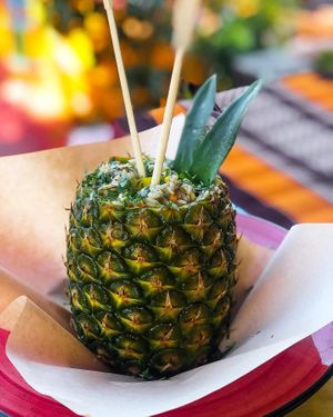 veggie rice inside  a pineapple  at Tranquilo in Santorini