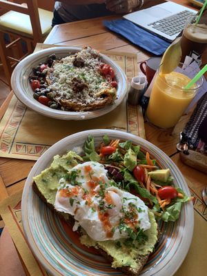 Greek omelette and avocado plus!  at Tranquilo in Santorini