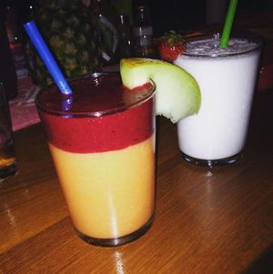 fresh fruit  smoothies.... at Tranquilo in Santorini