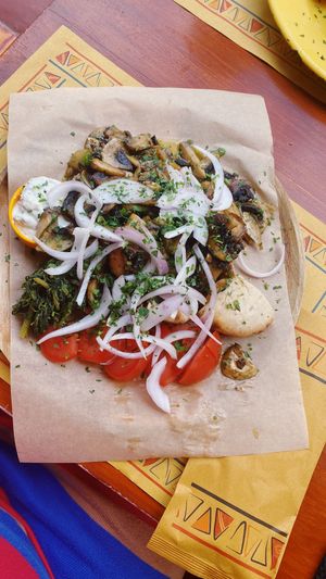 Mushroom gyro at Tranquilo in Santorini