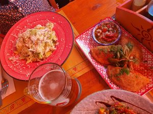 Ceasar salad + empanadas at Tranquilo in Santorini
