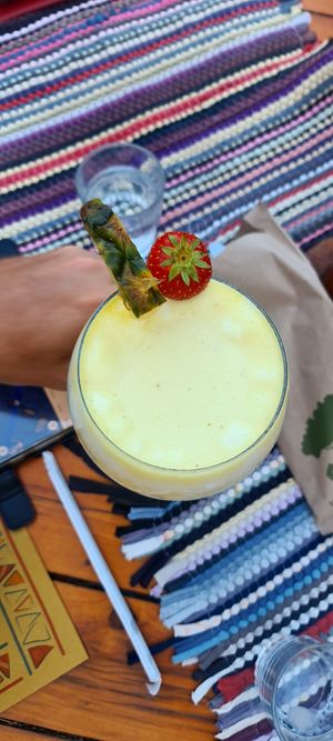 Pina colada at Tranquilo in Santorini