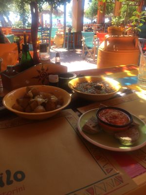 our food at Tranquilo in Santorini