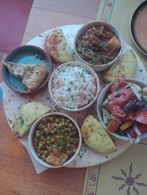 Vegan Greek thali at Tranquilo in Santorini
