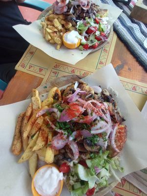 Vegan mushroom gyros plates at Tranquilo in Santorini
