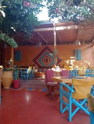 Seating area at Tranquilo in Santorini