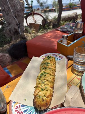 Garlic bread   at Tranquilo in Santorini