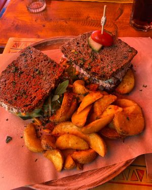 Chickpea sandwich  at Tranquilo in Santorini