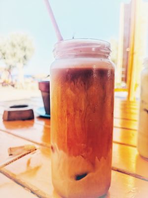 Freddo Cappuccino with almond milk at Tranquilo in Santorini