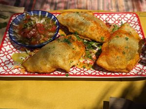 Empanadas at Tranquilo in Santorini