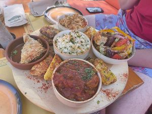 vegan greek thali at Tranquilo in Santorini