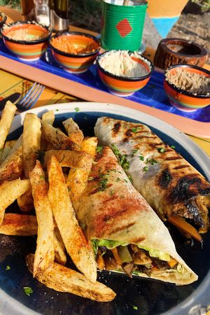 Veggie wrap at Tranquilo in Santorini