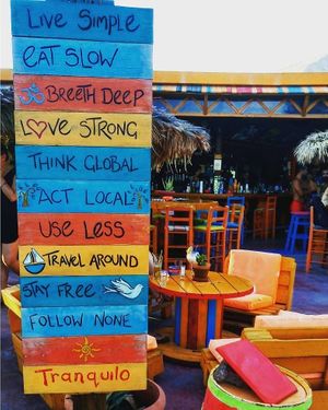 Our  philosophy ,  in  front of  the  gate  since 2011 at Tranquilo in Santorini