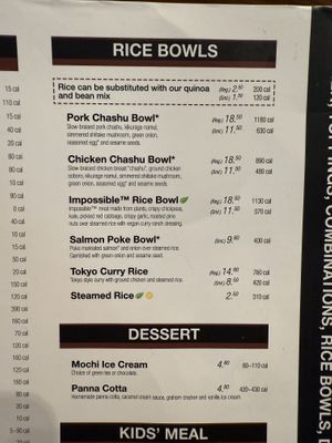Rice Bowls Menu  at JINYA Ramen Bar in Canoga Park