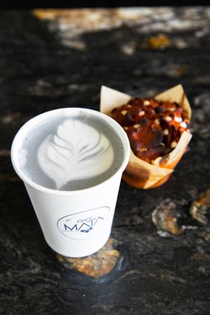 Midnight dream and white chocolate chip raspberry muffin at Cafe Mata in Wilmington