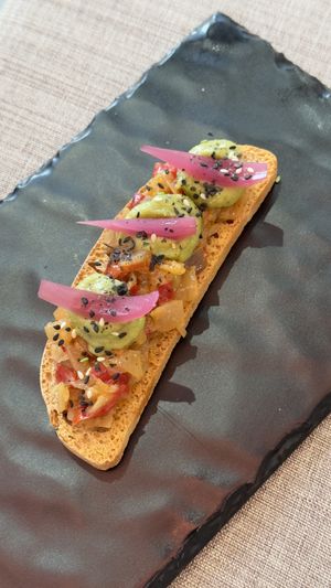 Toast with incredibly tasty vegetables  at Bendita Calima in Alicante