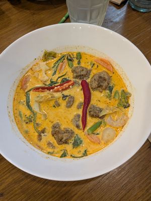 Red Thai curry with chycken at Ubuntu Eat in Phuket