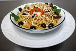 Spagehtti pasta bake at Nkwa Dua in Accra