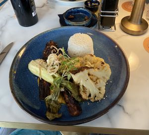 Aubergine and cauliflower steak  at La Brise in Jersey