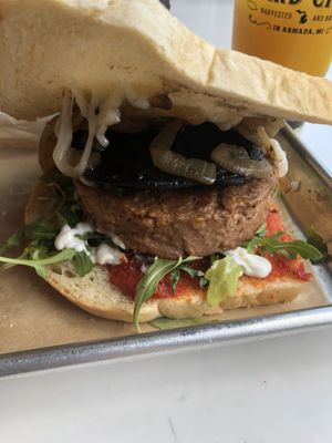 Savory beyond meat sandwich  at Sprouts Cafe in Gastonia