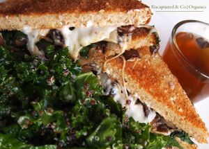 Meatless Monday Mushroom Spinach Dipper! Sauteed Portabella and Cremini Mushrooms with Spinach and Caramelized Onion with Melty Mozzarella Cheese on Toasted Wheat Bread with Mushroom Au Jus!   at Sprouts Cafe in Gastonia