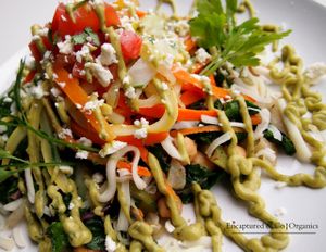 Healthy, Low Carb, Low Calorie, Gluten Free (Vegan Option available!) Special is Vegetable Noodles over Grilled Kale, Chickpeas, and Veggies!  at Sprouts Cafe in Gastonia