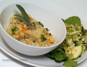Beautiful Butternut Squash Risotto! A nice Sprouts Autumn flare on this traditional Italian dish made with Organic Short Grain Brown Rice, Cream, Fresh Picked Sage and Parsley from our Garden, Vegetable Broth, and Gorgeous Organic Butternut Squash!  at Sprouts Cafe in Gastonia
