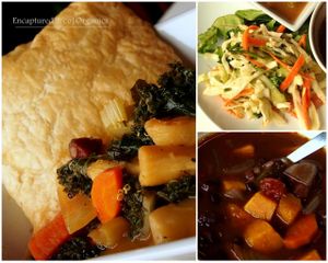 Hearty Veggie Pot Pie! A beautiful Pot Pie made with toasty Puff Pastry and a Gorgeous filling with Roasted Root Veggies, Seasonal Kale, and Tri-colored Quinoa!   at Sprouts Cafe in Gastonia
