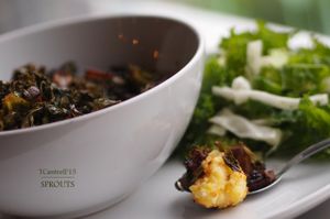 Polenta with Portobella Mushrooms and Kale - Organic, non-GMO Bob's Red Mill Corn Grits, cooked until creamy then topped with balsamic Grilled Portobellas and Sauteed Kale before being drizzled with Balsamic Reduction!  at Sprouts Cafe in Gastonia