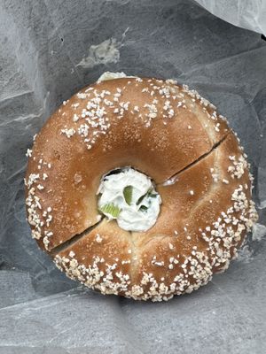 Toasted salt with tofu scallion #Veganuary at Bagel Boss in Yaphank