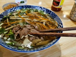 Delicious pho at Hem Vegan in Hanoi